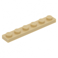 LEGO lapos elem 1x6, sárgásbarna (3666)
